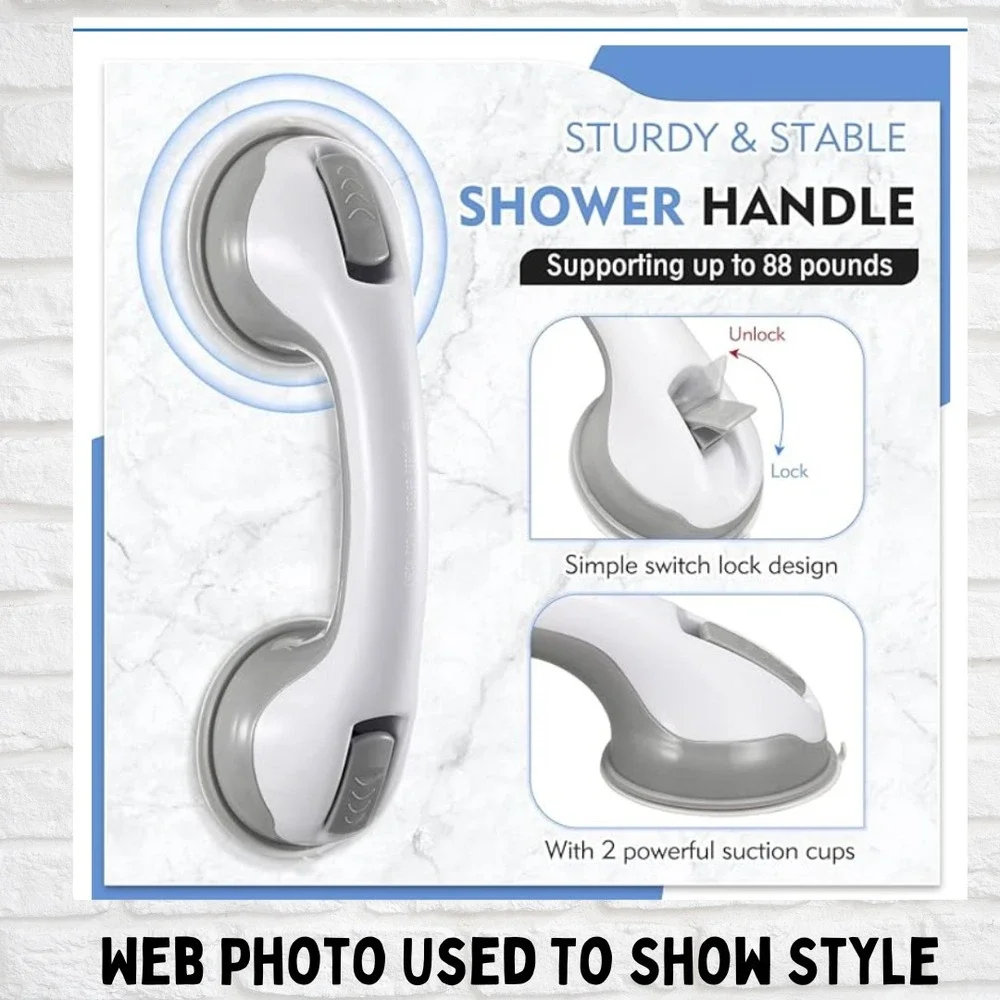 2 Pack 12in Suction Shower Grab Bars Safety Handles for Seniors Handicap White
